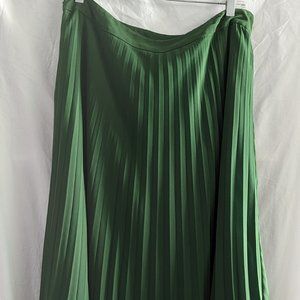 Pleated Green Full Length Skirt